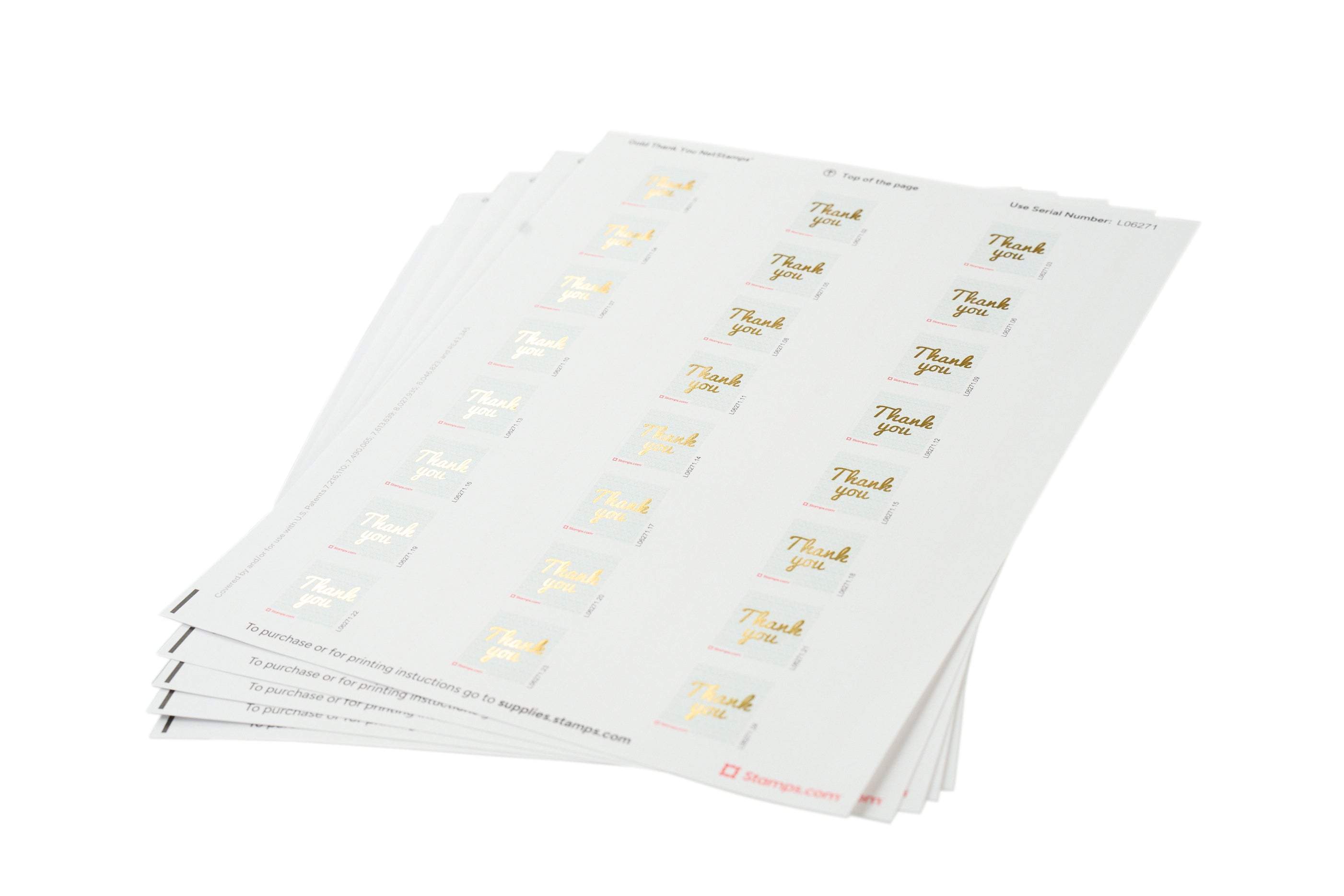 Golden Foil Thank You NetStamps Sheets