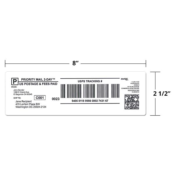 2 1/2" x 8" Shipping Label Sheets