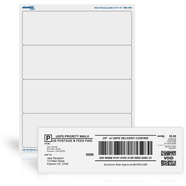 2 1/2" x 8" Shipping Label Sheets