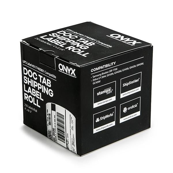 ONYX Products® 4" x 8 1/4" UPS DocTab Shipping Label Rolls, 250 Labels/Roll