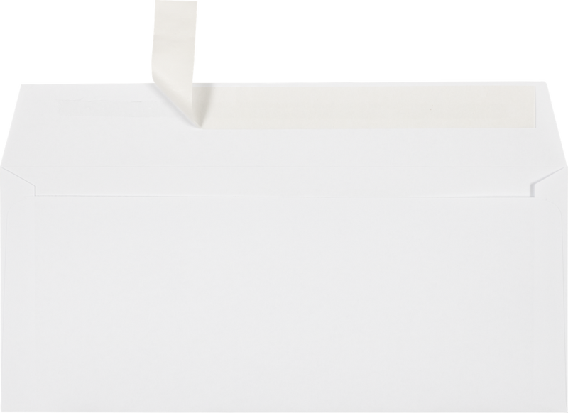 White 24lb #10 Square Flap Envelopes (4 1/8 x 9 1/2) with Peel & Seal