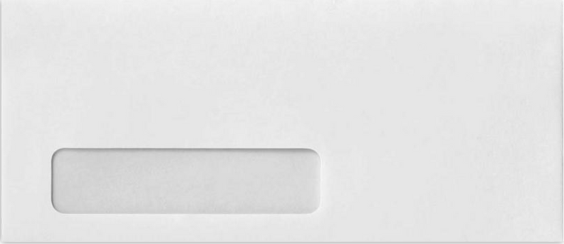 White Machine Insertable 24lb #10 Window Envelopes (4 1/8 x 9 1/2) with Peel & Seal