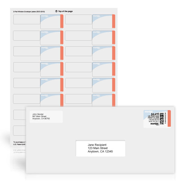 NetStamps 2-Part Postage and Return Address Labels