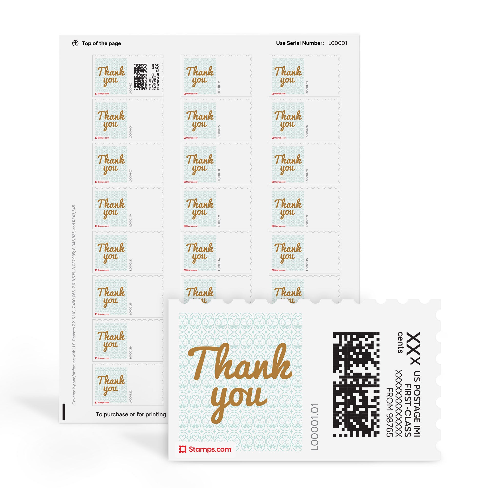 Golden Thank You NetStamps Sheets