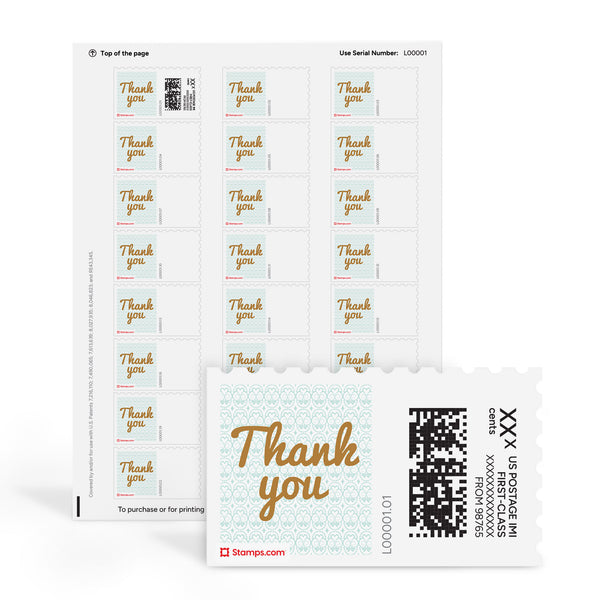 Golden Foil Thank You NetStamps Sheets
