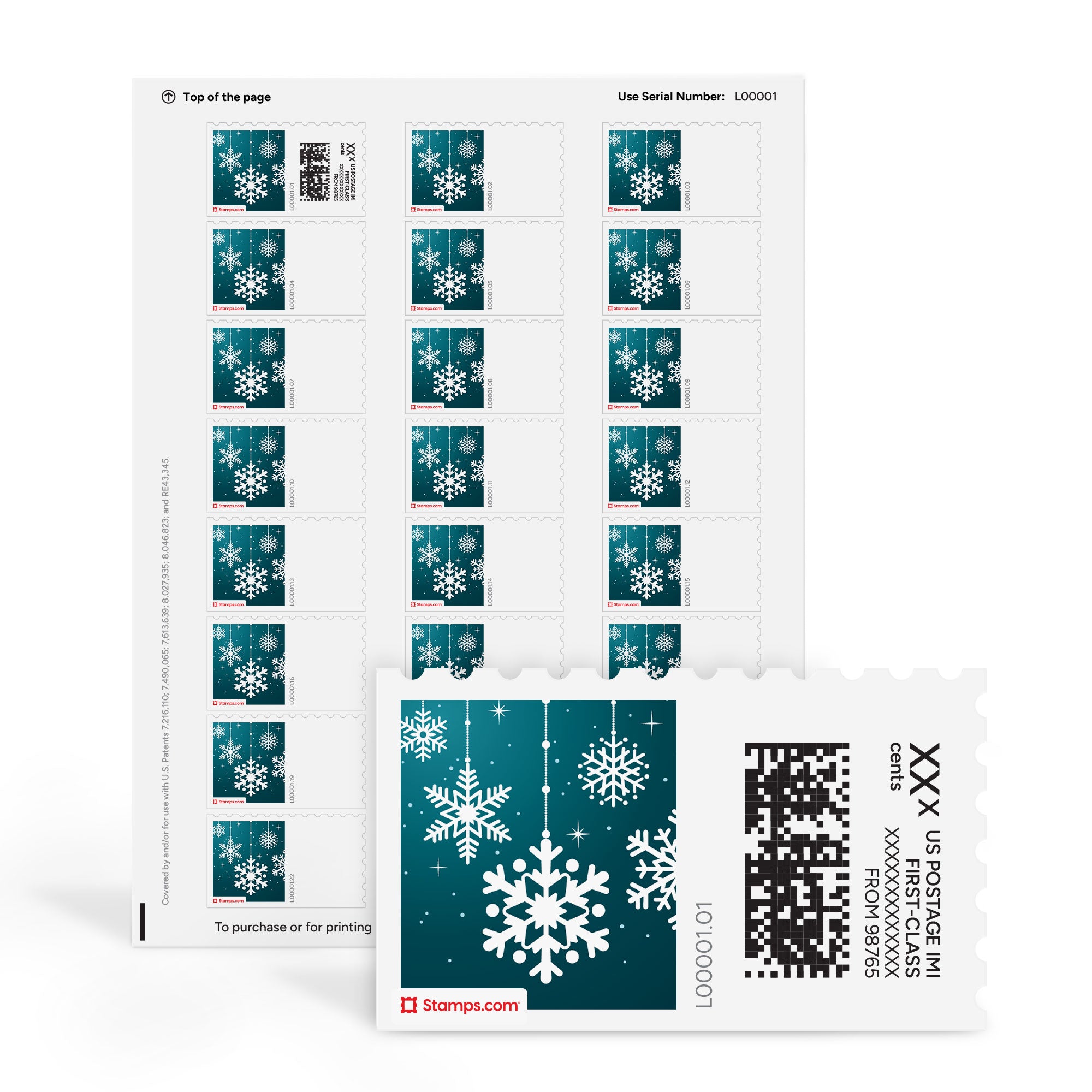 Snow Ornaments NetStamps Sheets