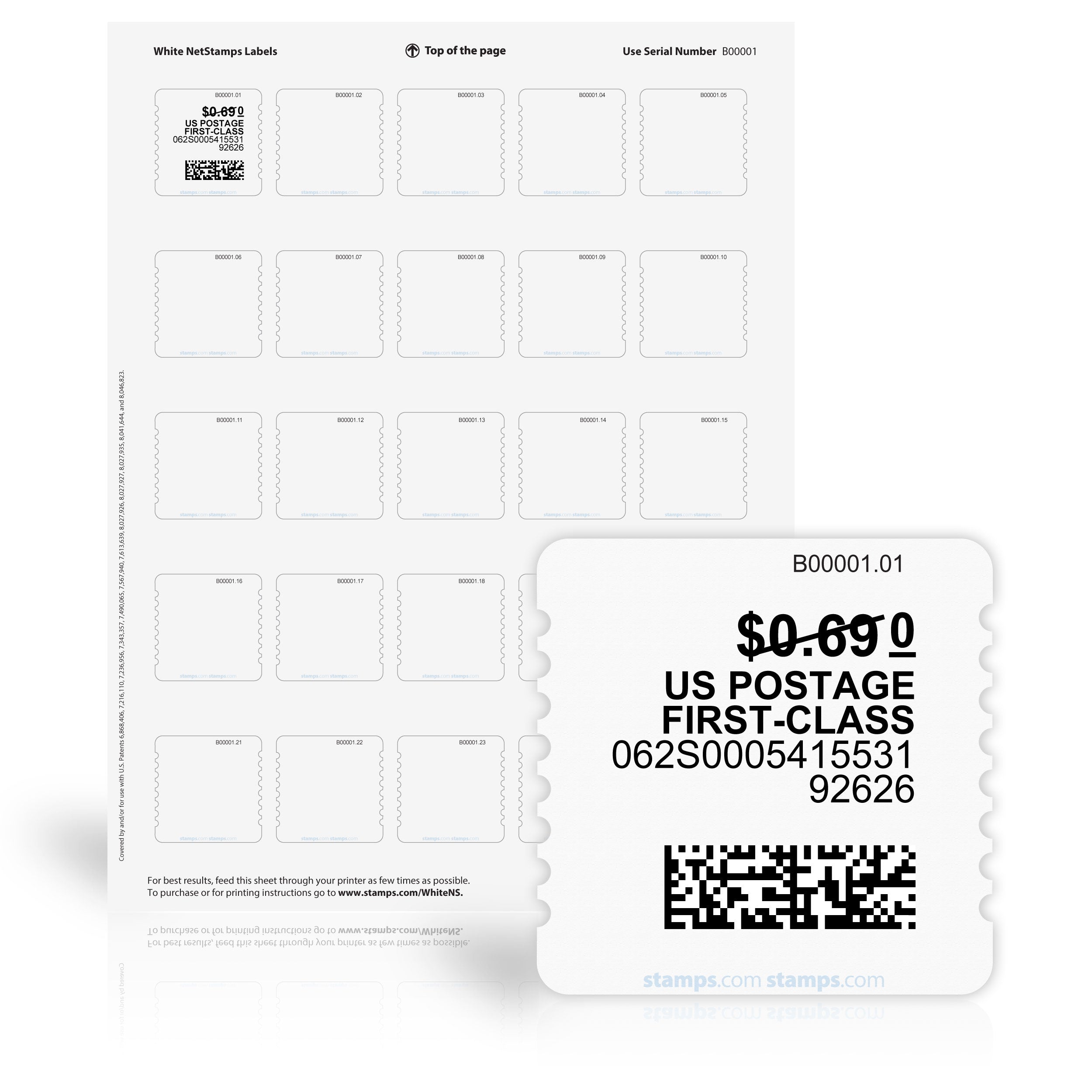 White NetStamps® Sheets