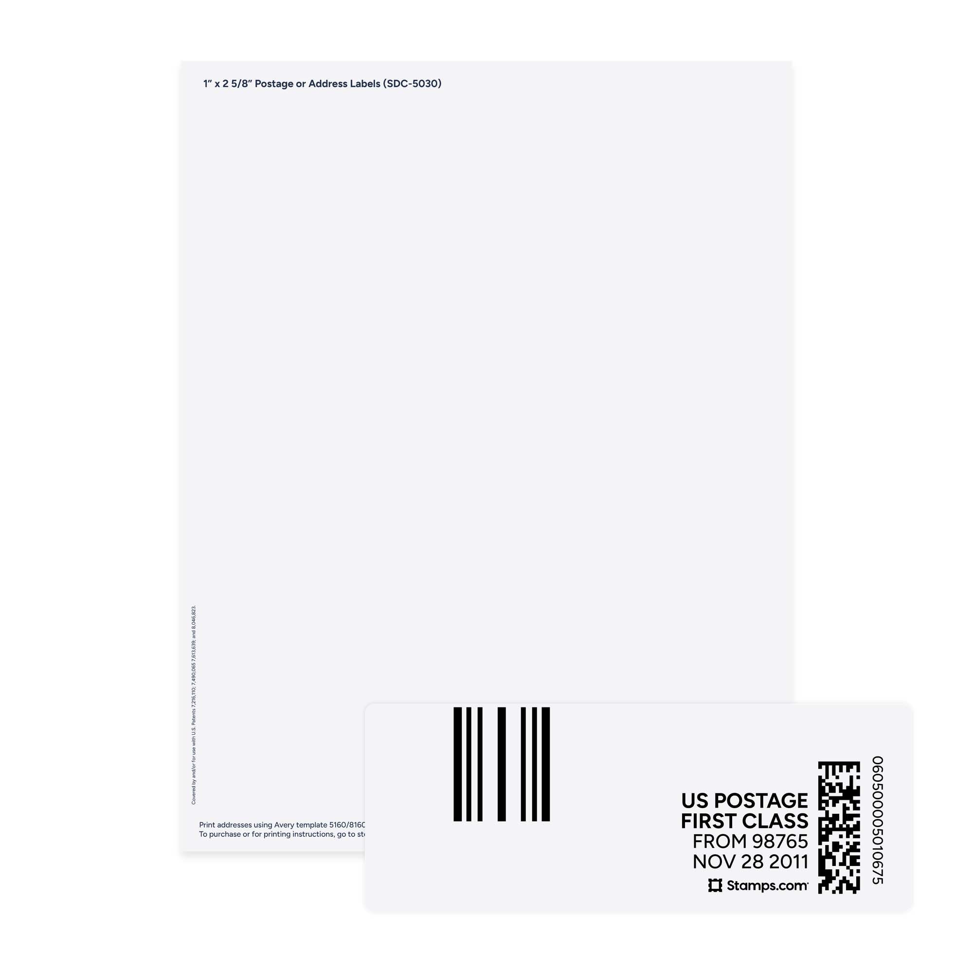 1" x 2 5/8" White Postage or Address Labels SDC-5006