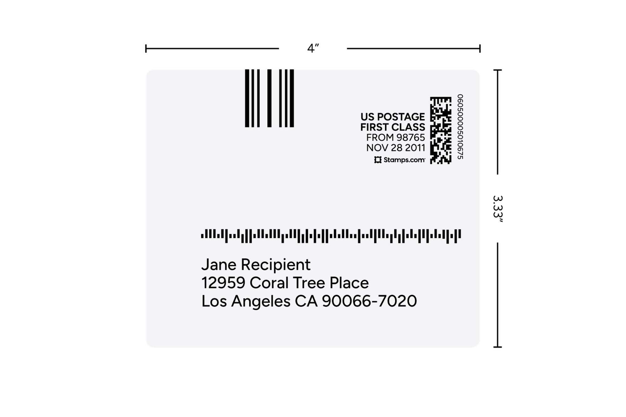 3 1/3" x 4" White Postage or Address Labels
