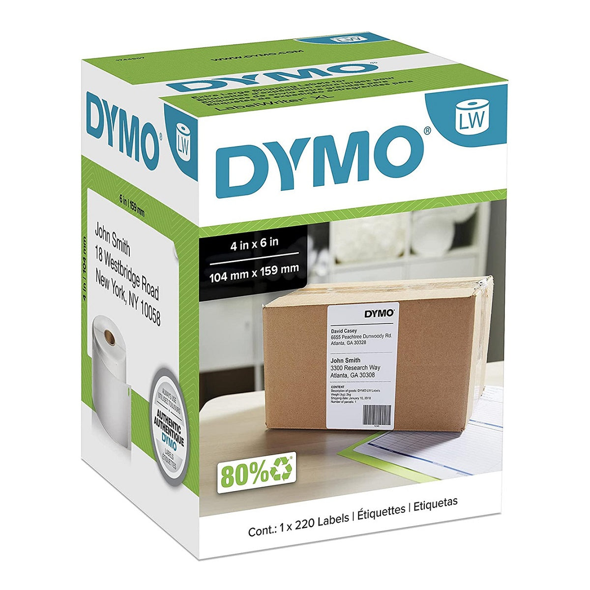 DYMO LabelWriter Extra Large 4" x 6" Shipping Label Rolls